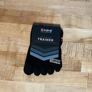 New Injinji Men's Medium 8-10.5 Trainer Mini Crew Toe socks Black
